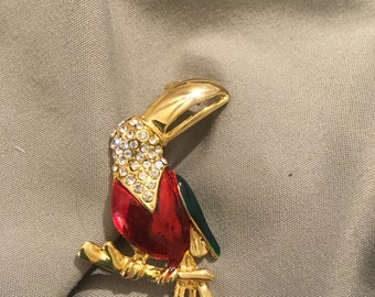 Toucan Bird Tropical Brooch/Pin 2"