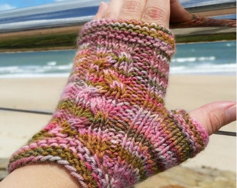 Hand Knitted fingerless gloves, wool fingerless gloves, women's gloves, knitted in Australia