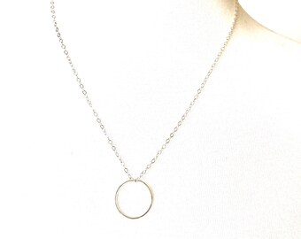 Silver circle necklace, sterling silver necklace, simple necklace, silver pendant necklace, minimalist necklace, silver minimalist necklace