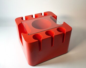 Sergio Mazzo, 1967, Artemide Milano, Italien: Orange Mitte des Jahrhunderts trolley Bartisch Bacca / 1960er-Jahre-Design-retro-Bar Warenkorb Tabelle oder Mcm Beistelltisch
