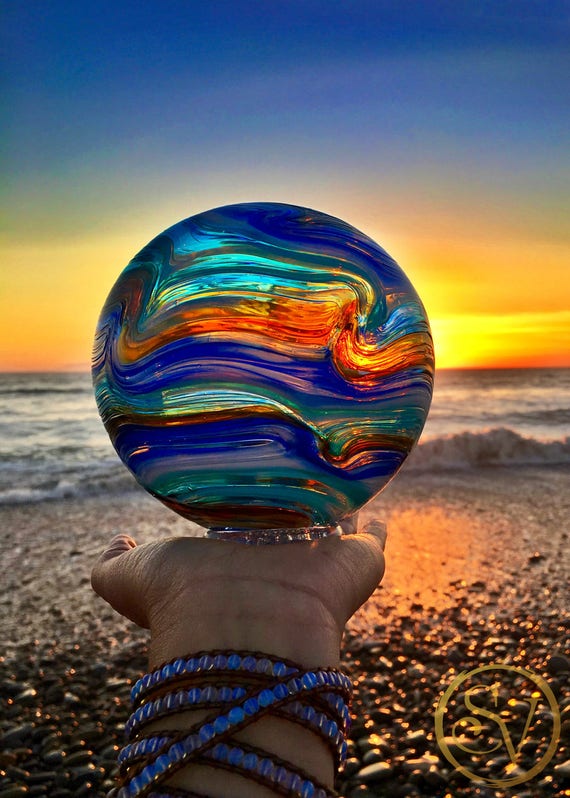 Stunning Hand Blown Glass Float Photo Art Ocean Print