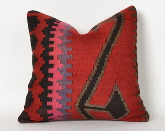 kilim pillow, throw pillow, kilim, red, turkish kilim pillow, turkish pillow, pillow cover, pillow, red pillow, red kilim pillow, kilim