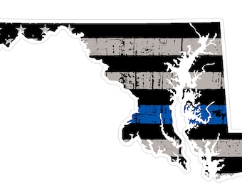 Maryland State (U21) Thin Blue Line Vinyl Yeti Tumbler Decal Sticker Laptop/Netbook