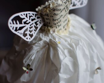 Fairy Paper Dress - Paper Sculpture - Miniature Paper Dress