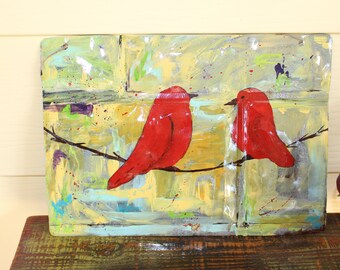 2 Red Birds on a wire