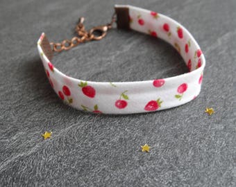 Cuff, fruit, strawberry, cherry, red and white