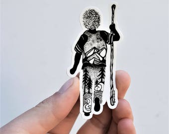 Little Hiker Boy 3" Weatherproof and durable, Outdoor sticker, Travel sticker, Wanderlust, Galaxy, Moon sticker, Backpacking, Hiking