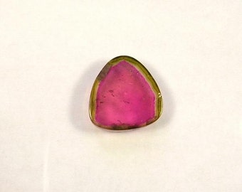 Undrilled WATERMELON TOURMALINE slice 19 x 19mm 17.6ct
