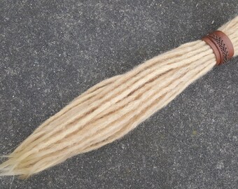 10 Blonde Human Hair Dreadlock Extensions 20 - 22 Inch Long NATURAL