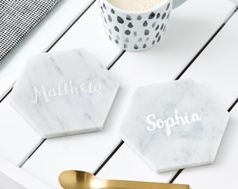Personalised Hexagonal Marble Coaster