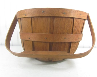 Vintage Firkin Style Basket, Farmhouse Decor, Rustic Decor, Wood Handled Basket, Wooden Basket