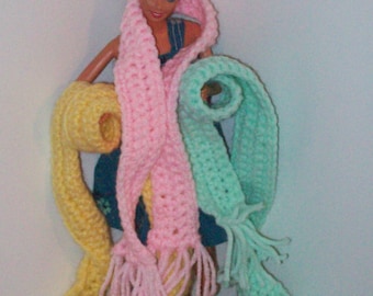 Fashion Doll Scarf/ fashion doll wrap/ playscale scarf/ crocheted doll scarf/ barbie size scarf/ doll clothes/ doll accessories/ 1/6 scale