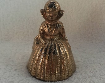 Vintage Brass Victorian Lady Bell, Small Brass Bell, Small Brass Lady Bell, Collectible Bell