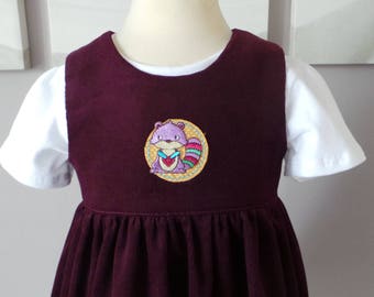 12 months pinafore dress Burgundy velvet milleraie