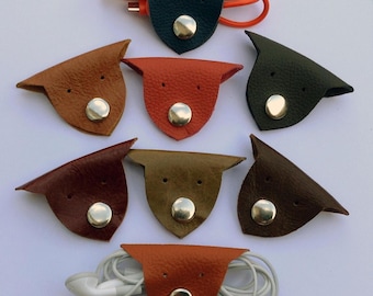Leather Animal Headphone Wrap Earphone Useful Data Cable Organiser USB Cable Headphone Holder Cable Tidy Cute Handmade Ideal Gift