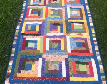 Scrappy Log Cabin Quilt Full Size