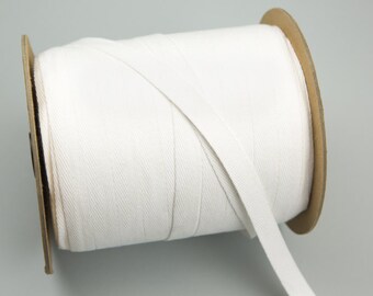Heavy White Cotton Twill Tape Herringbone Tape Trim 5/8 Inches 5 Yards ATN00205