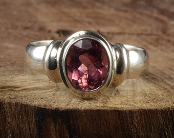 Size 6 Pink TOURMALINE Ring - Natural Tourmaline Crystal Jewelry, Faceted Gemstone and Sterling Silver Ring Tourmaline Jewelry J970