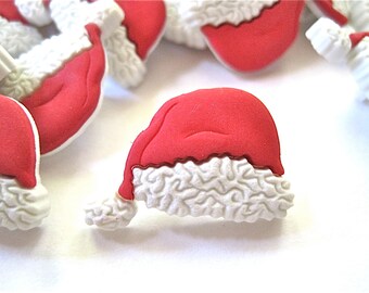 Christmas Santa Hat Craft Novelty Sewing Buttons Dress It Up Lot of 11