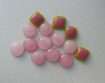 Dichroic fused Glass Mini Cabs, Bead Findings, Dichroic Cabochons, Fused Glass, Glass Beads, Buttons, Do It Yourself, DIY 5951