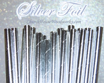 100 SILVER Paper Straws: Wedding, Baby Shower, Birthday Party, Bridal Shower, Wedding Venue, Table Decor, SILVER Decor, Foil SILVER