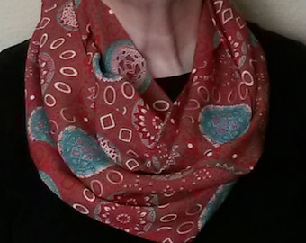 Boho Infinity Scarf "Rusty Turquoise"-- 60 x 9.5"