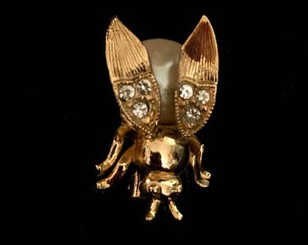70's Gold Rhinestone Bumble Bee Scatter Pin LV0030