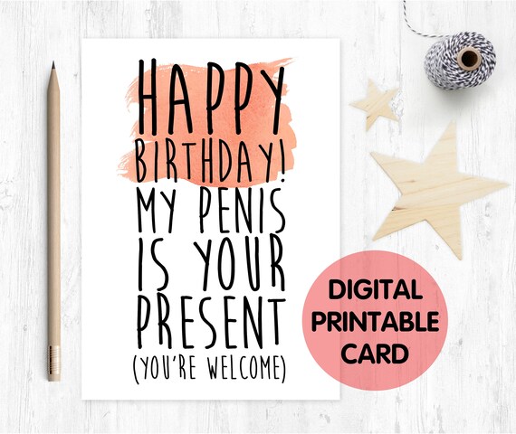 printable birthday card, rude birthday card, girlfriend birthday card printable, naughty birthday card for her, rude wife birthday card