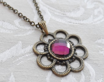 75% Off Sale Purple, Amethyst, Faceted Glass Necklace