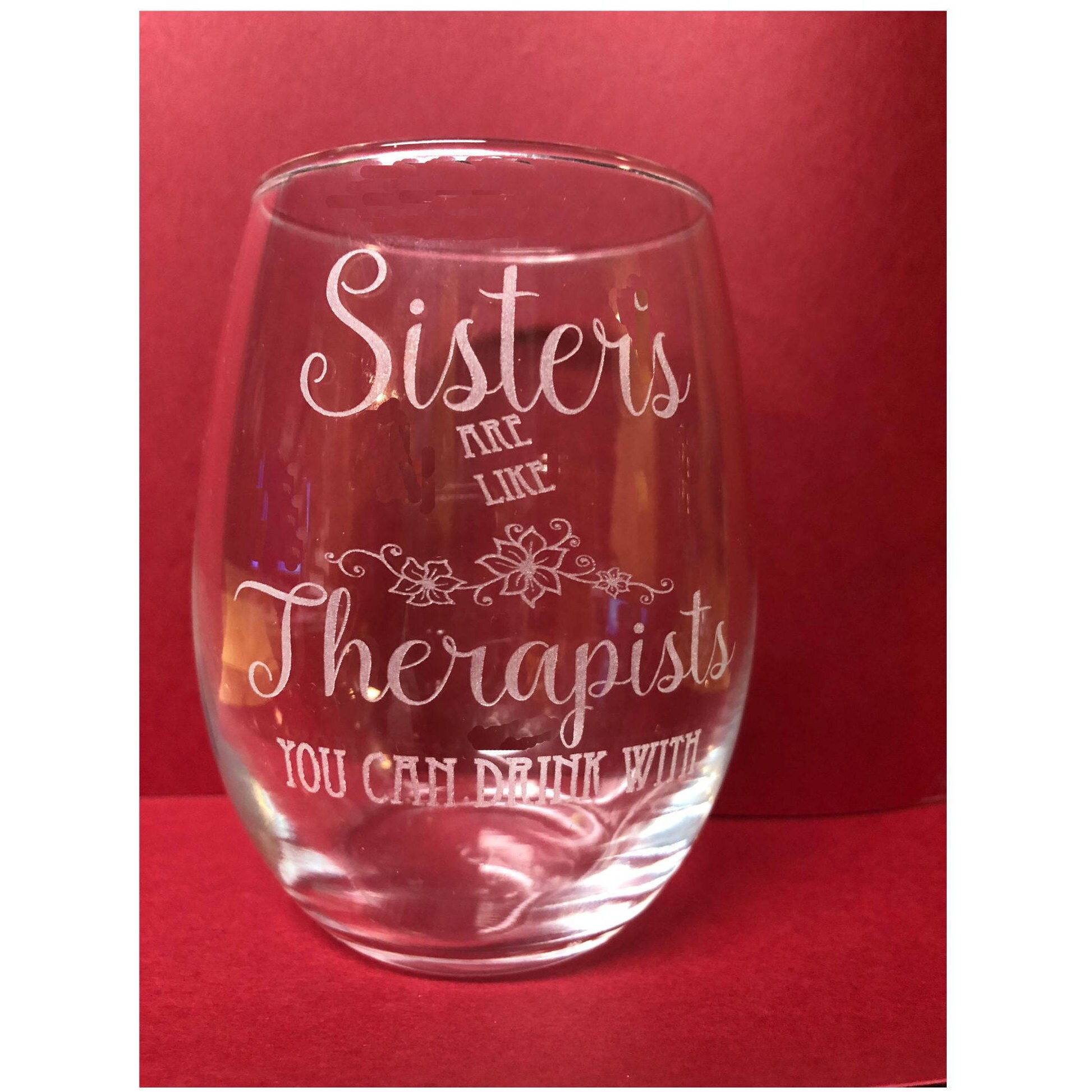 set of 2 Sister Wine Glass Sibling Wine Glass Sister Gift