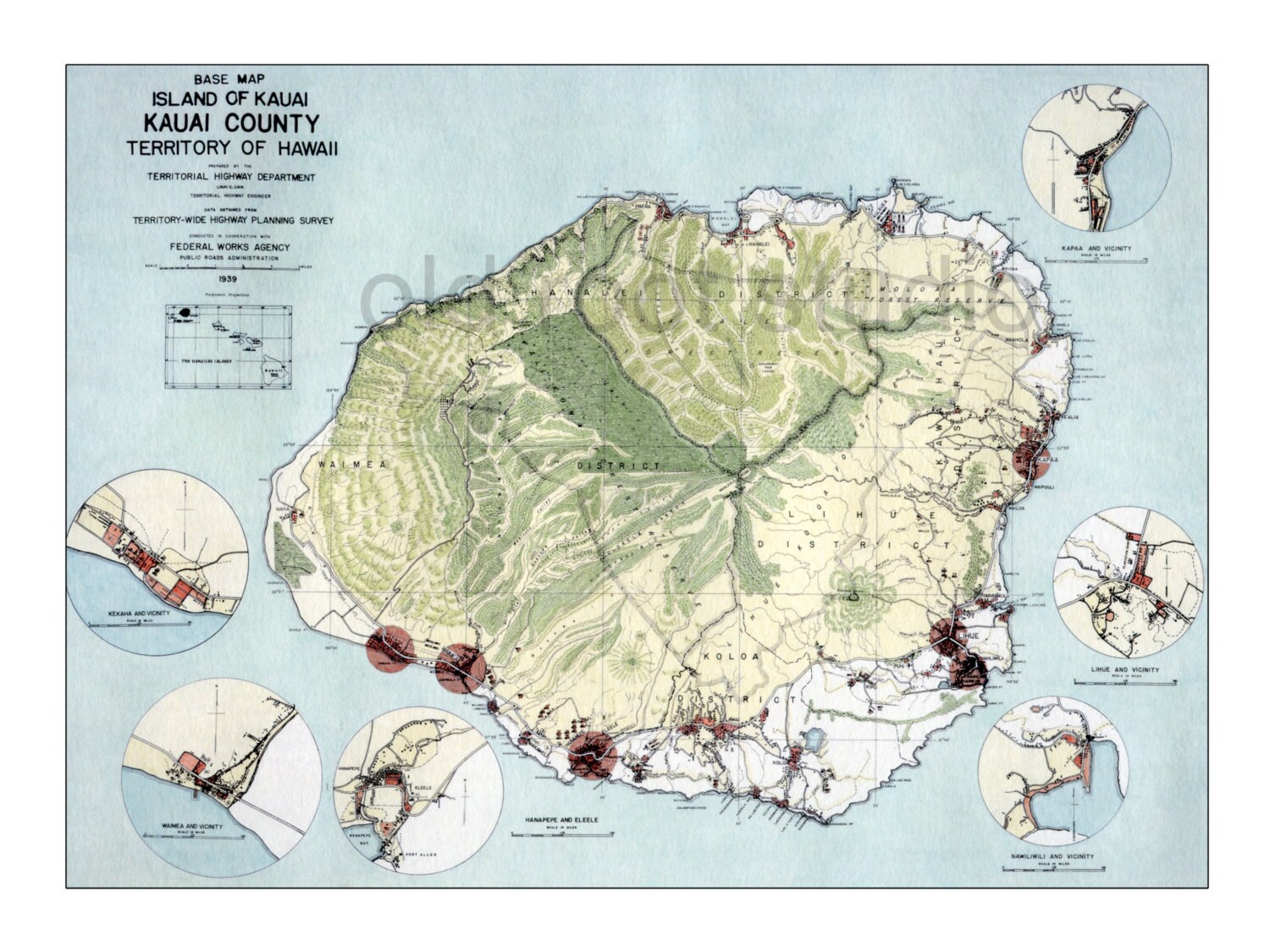 ðzoom. Hand Painted Map Of Kauai Hawaii Old Map Kauai ðzoom. hand painted map of kauai hawaii old map kauai