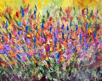 The Garden - Original Abstract Acrylic Painting By Mary Bridges