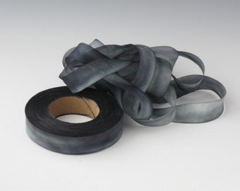 Silk Ribbon, Hand dyed silk ribbon bias-cut