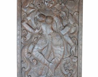 RESORT HOTEL Design Vintage Hand Carved Durga Goddess SHAKTI Barn Doors Indian Divine Eclectic Decor