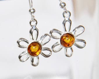 Baltic amber earrings on 925 Silver