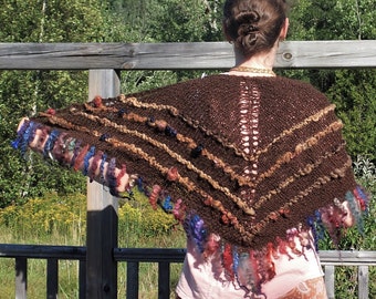 Art Yarn Shawl, Hand knitted alpaca silk shawl, wool shawl, art yarn shawl