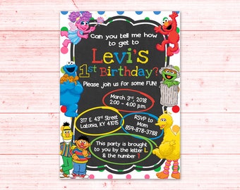 Sesame Street First Birthday Invitation | Elmo First Birthday | Toddler Birthday | Sesame Street Thank You | *DIGITAL FILE*