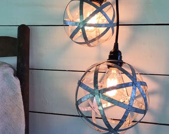 Sphere Farmhouse Industrial Plugin Pendant Light with Edison Bulb, 15' Cord