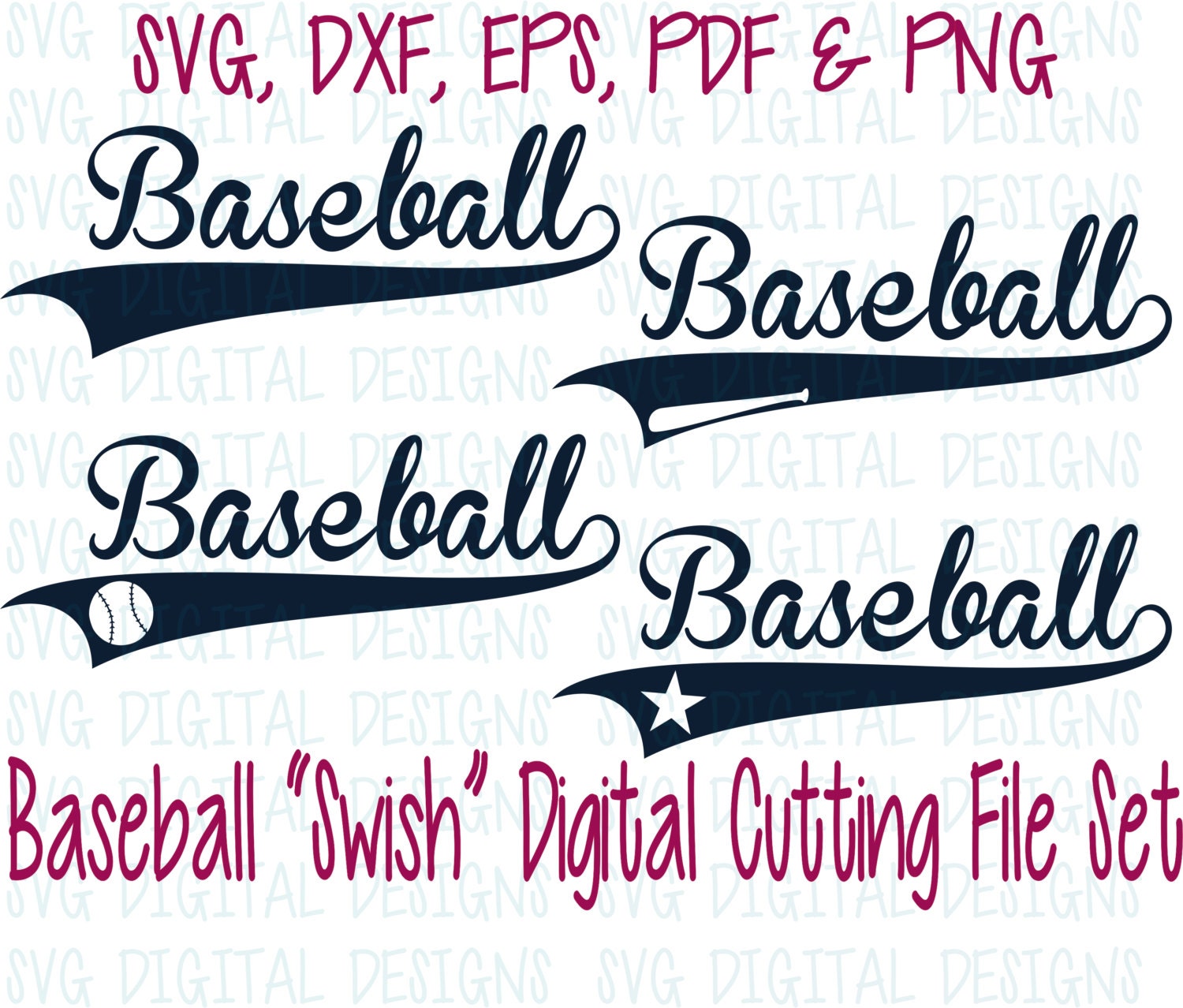 Download Baseball SVG Cut Files Text with Swish Tail Customize your