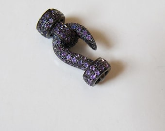 Fermoir en argent pavé, pavé de pierre précieuse améthyste S crochet et oeil 23x9mm 925 déclaration designer chaîne lien luxe bijou