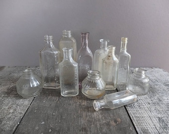 Vintage Glass Bottle - You Choose One / Small Antique Glass Bottle / Vintage Apothecary Bottle / Vintage Glass Inkwell