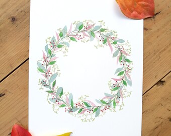 Wedding Garland, leaves, personalized dedication/name, personalized watercolor, gift Idea, Valentine's Day, wedding favors