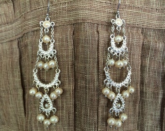 Bridal chandelier earrings, Wedding earrings, VIntage Liz Clairborne, wedding jewelry, Vintage earrings, Bridal jewelry