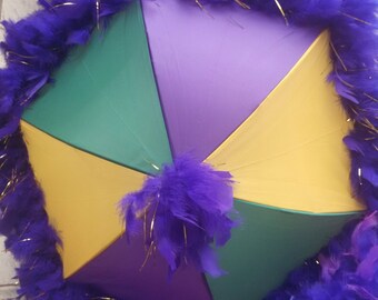 Second Line Purple on Mardi Gras Umbrella- Festival Parasol- Jazz Fest French Quarter Fest- New Orleans shade bridesmaids bachelorette