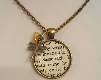 Sassenach Pendant Necklace - Outlander Inspired - Dragonfly in Amber