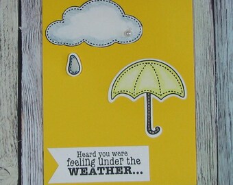 Handcrafted umbrella Get Well card in yellow--CB81217-14