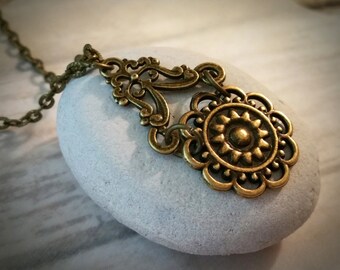 Vintage Necklace / Boho Necklace / Victorian Necklace / Bronze Necklace / Bohemian Necklace