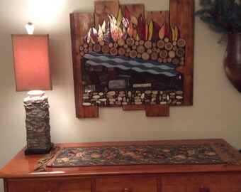 5 Chinese Element Mosaic Wall Hanging Earth, Metal, Water, Wood, Fire