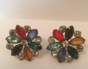 Cluster Fruit Salad Rhinestone Earrings