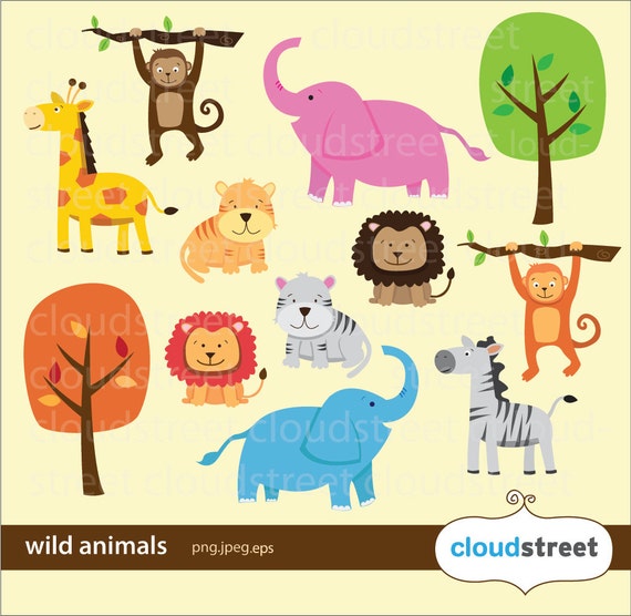 BUY 2 GET 1 FREE Wild Animals Clipart for personal and
